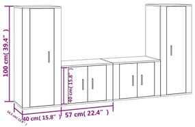 Conjunto móveis de TV 4pcs madeira processada carvalho castanho