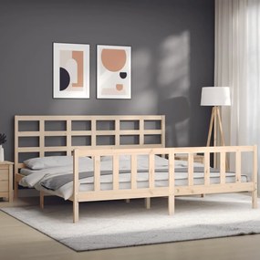 Estrutura de cama com cabeceira 180x200 cm madeira maciça