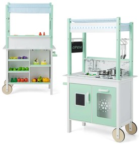 Estante infantil de madeira com 2 níveis e 4 rodas - branca