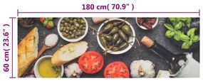 Tapete de cozinha lavável 60x180 cm veludo padrão vinho/jantar