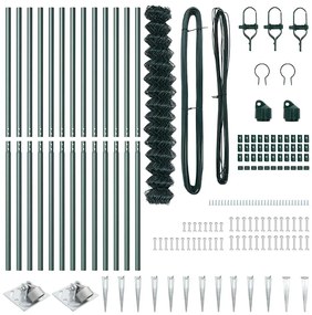 Conjunto de Postes de Cerca Verde 1.5 x 25 m Aço Galvanizado