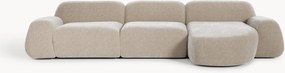 Sofá de canto modular em teddy Wolke (4 lugares)