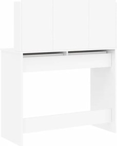 Toucador com espelho 96x39x142 cm branco brilhante