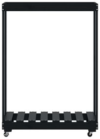 Suporte de lenha c/ rodas 76,5x40x108 cm pinho maciço preto