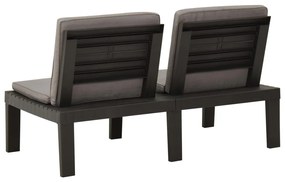 4 pcs conjunto lounge de jardim c/ almofadões plástico cinzento