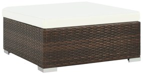 7 pcs conjunto lounge jardim c/ almofadões vime PE castanho