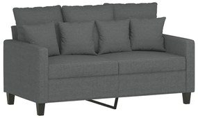 4 pcs conjunto de sofás com almofadas tecido cinzento-escuro