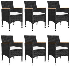 7 pcs conjunto de jantar para jardim preto