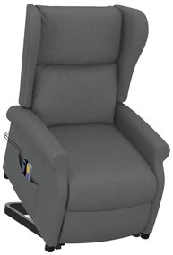 Poltrona de massagens elevatória tecido cinzento-escuro