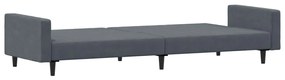Sofá-cama 2 lugares c/ apoio de pés veludo cinzento-escuro