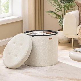Banco redondo com espaço de arrumação e tampa removível 45 x 45 cm Creme
