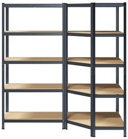 Estante 5 prateleiras 2 pcs madeira processada/aço antracite