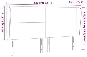 Cabeceira cama c/ abas tecido 183x23x118/128 cm cinzento-escuro