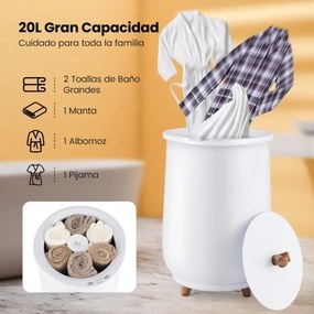 Aquecedor de Toalhas em Cubo 20L com 3 níveis de aquecimento, temporizador e desligamento automático Branco