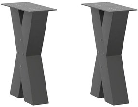 vidaXL Pés para mesa de centro em formato de X, 2 peças, antracite, 28x(42-43) cm, aço