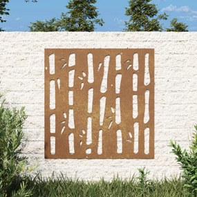 Decoração p/ muro de jardim 555x55 cm aço corten design bambu