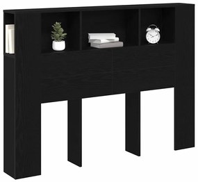 Cabeceira Preto Carvalho vidaXL - 140x19x104,5 cm - Feito de Madeira I