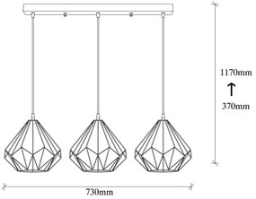 Candeeiro de Teto Diamond – Preto – 73 cm de Diâmetro x 117 cm de Altu