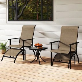 Cadeira de banco Adirondack para área externa com encosto alto e apoios de braços - Café