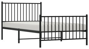 Estrutura de cama com cabeceira e pés 100x200 cm metal preto