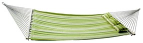 Rede de suspensão - listras verdes e amarelas - Algodão, poliéster e ferro - 188 x 140 cm
