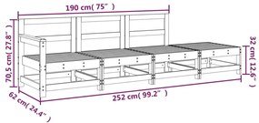 4 pcs conjunto lounge de jardim madeira de pinho maciça cinza