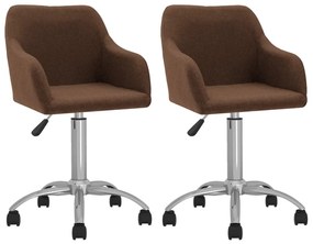 vidaXL Cadeiras de jantar giratórias 2 pcs tecido castanho