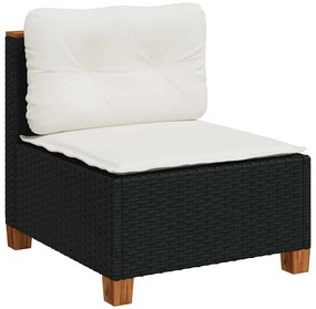 9 pcs conjunto de sofás p/ jardim c/ almofadões vime PE preto