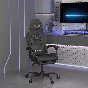 vidaXL Cadeira gaming c/ apoio pés couro artificial preto