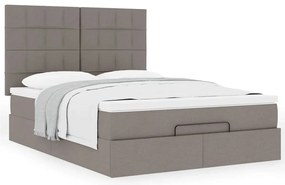 Estrutura de cama otomana com colchão tecido cinzento 140x200cm