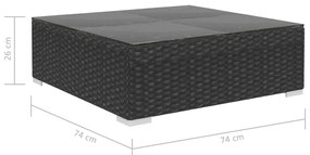 8 pcs conjunto lounge de jardim c/ almofadões vime PE preto