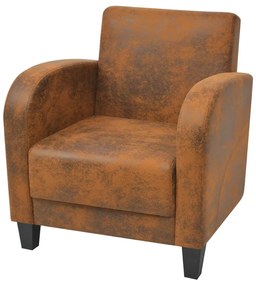 243588 vidaXL Poltrona em camurça artificial castanho