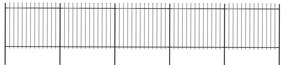 vidaXL Cerca de jardim com topo em forma de lança em aço 892,5x150 cm, preta