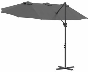 Guarda-sol cantilever de jardim Antracite 372 x 198 x 253 cm