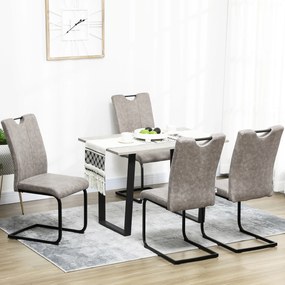 Conjunto de 4 Cadeiras de Sala de Jantar, 43 x 58,5 x 99,5 cm (MESA NÃO INCLUIDA), Revestimento em Microfibra, Castanho