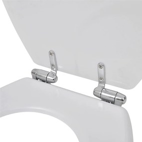 Assentos de sanita com tampas de fecho suave 2 pcs MDF branco