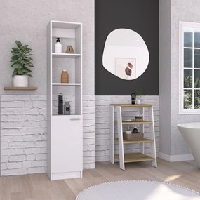Conjunto Malaga, Armario baixo Casa de Banho Z 44 + Coluna de Casa de Banho, 75.6/162.1 Al cm X 44/44 An cm X 43/35.3 P cm , Duna/Branco