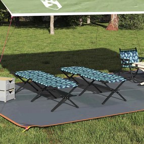 vidaXL Cama de Camping Dobrável 2 pcs Padrão de folhas Tecido Oxford