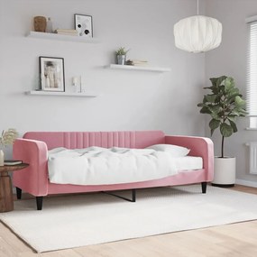 Sofá-cama com colchão 90x200 cm veludo rosa