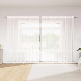 vidaXL Cortina de Renda com cortinas Branco 220 x 300 cm Poliéster