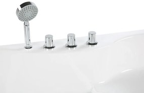 Banheira de hidromassagem de canto em acrílico branco com LED 207 x 146 cm TOCOA II Beliani