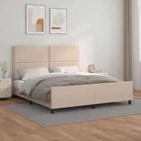 vidaXL Estrutura cama cabeceira 160x200 cm couro artificial cappuccino
