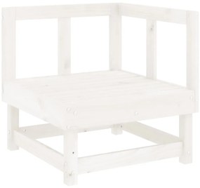11 pcs conjunto lounge de jardim madeira de pinho maciça branco