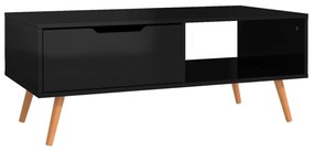 Mesa centro 100x49,5x43cm derivados de madeira preto brilhante
