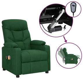 vidaXL Poltrona de massagens elétrica tecido verde-escuro
