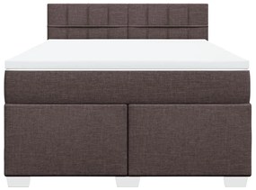 Cama com molas/colchão 160x200 cm tecido castanho-escuro