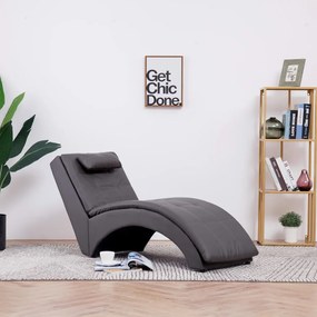 vidaXL Chaise longue com almofada couro artificial cinzento