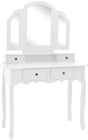Conj. toucador c/ banco 100x40x146cm madeira paulownia branco
