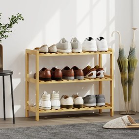 Sapateira de Madeira de 3 Níveis para até 9 Pares de Sapatos para Entrada Corredor Dormitório 70x26x57,5 cm Madeira