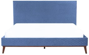 Cama de casal em veludo azul 180 x 200 cm BAYONNE Beliani